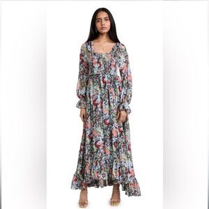 Cinq a Sept Leigh Floral Ruffle Maxi Dress Size 0